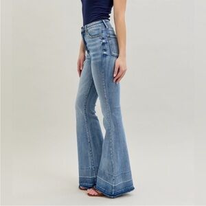 Judy Blue Flare Leg High Waist Raw Hem Jeans